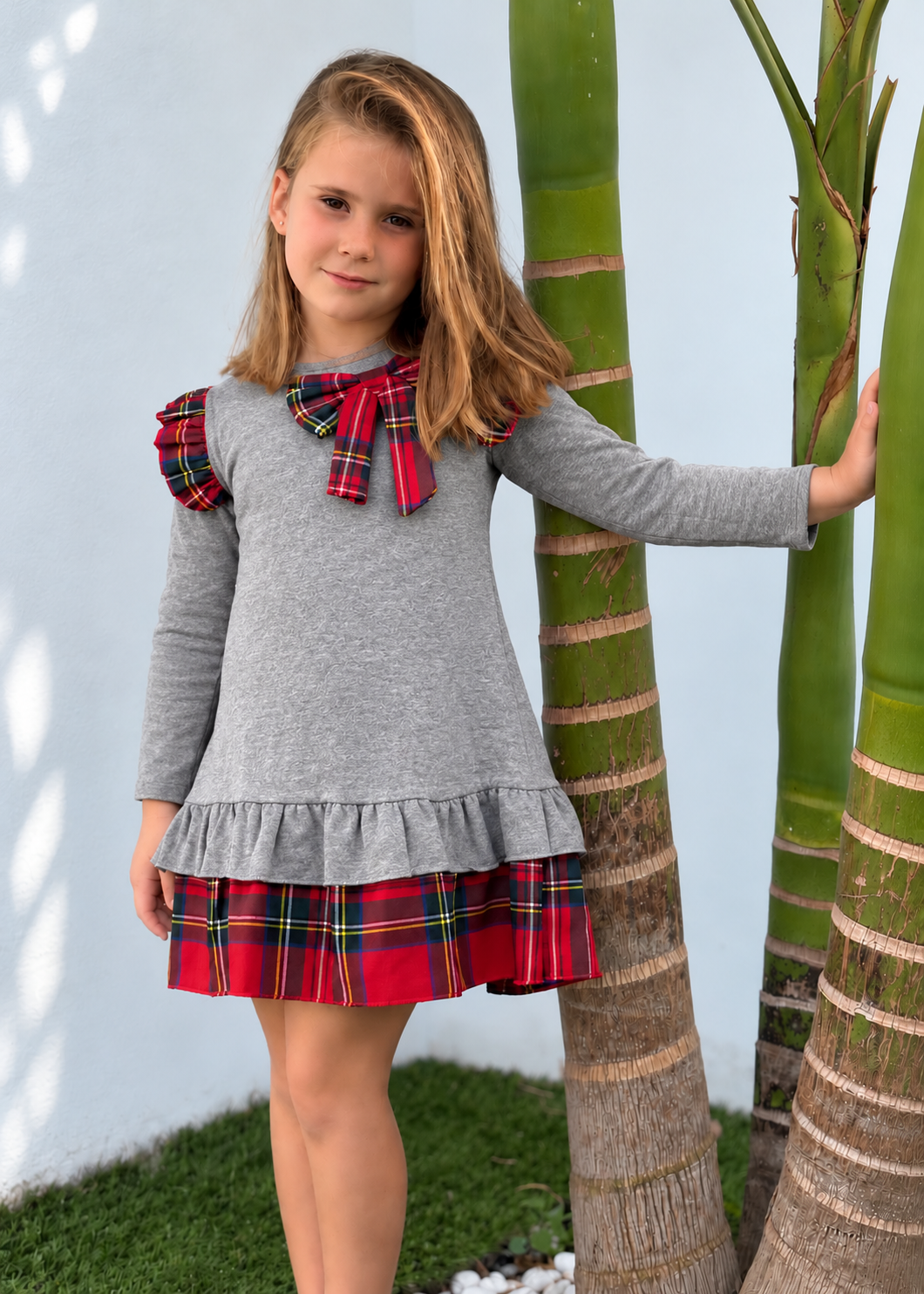 Vestido tartán gris