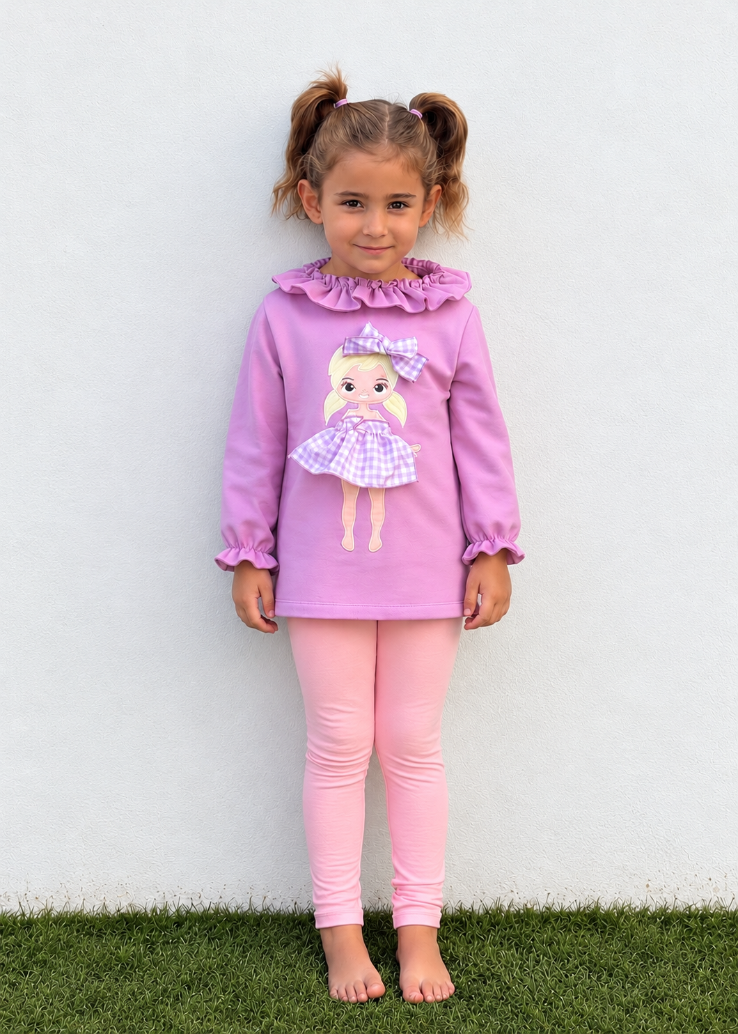 Chándal recortables malva