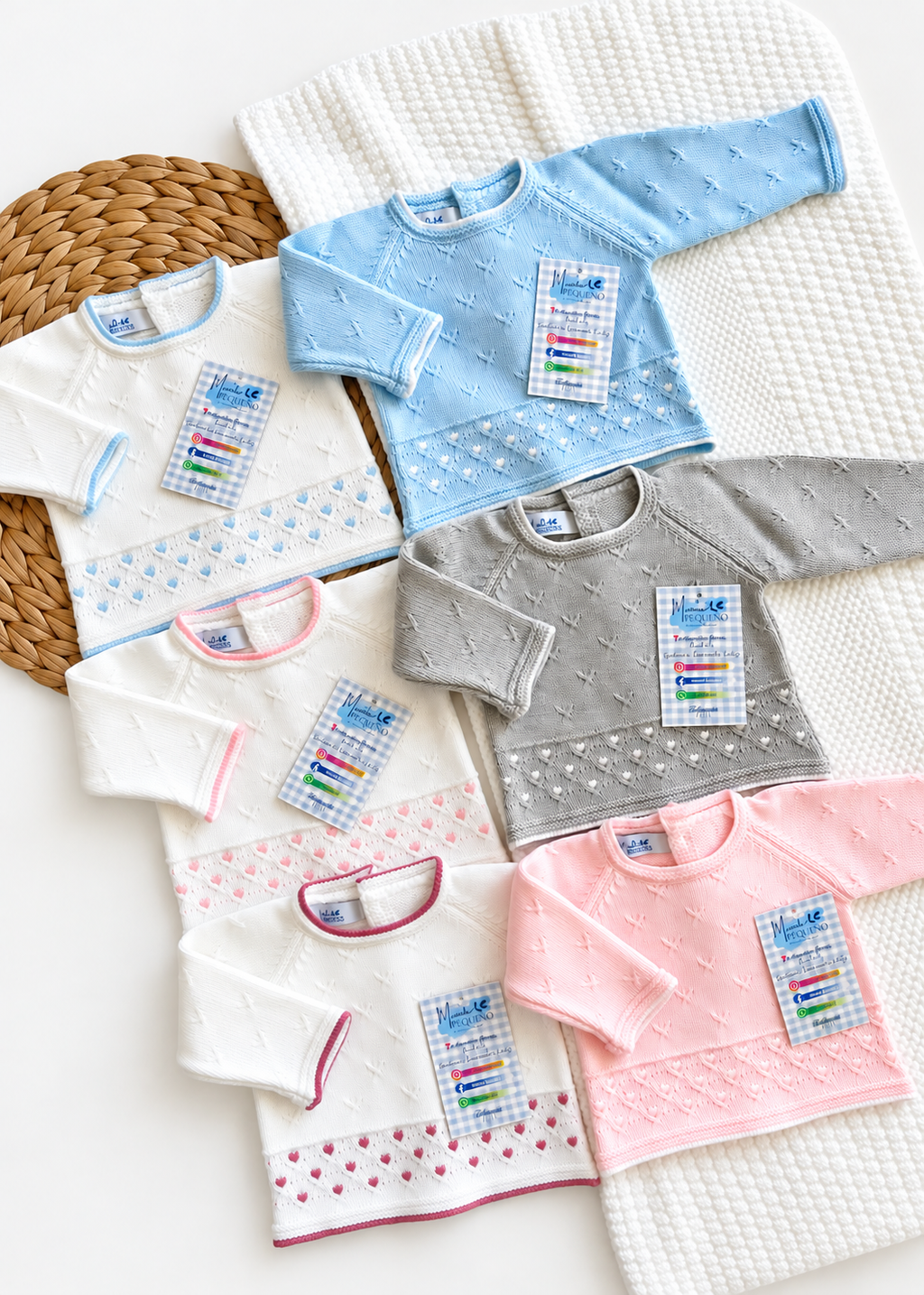 Conjunto bodoques rosa bebé y blanco