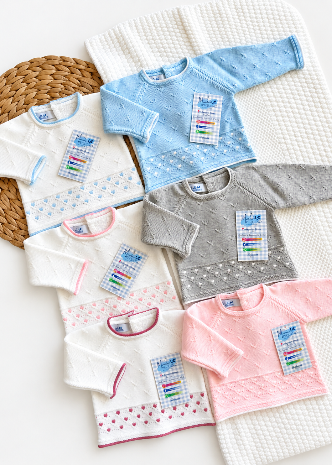 Conjunto bodoques rosa bebé y blanco