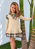 Vestido tartán beige