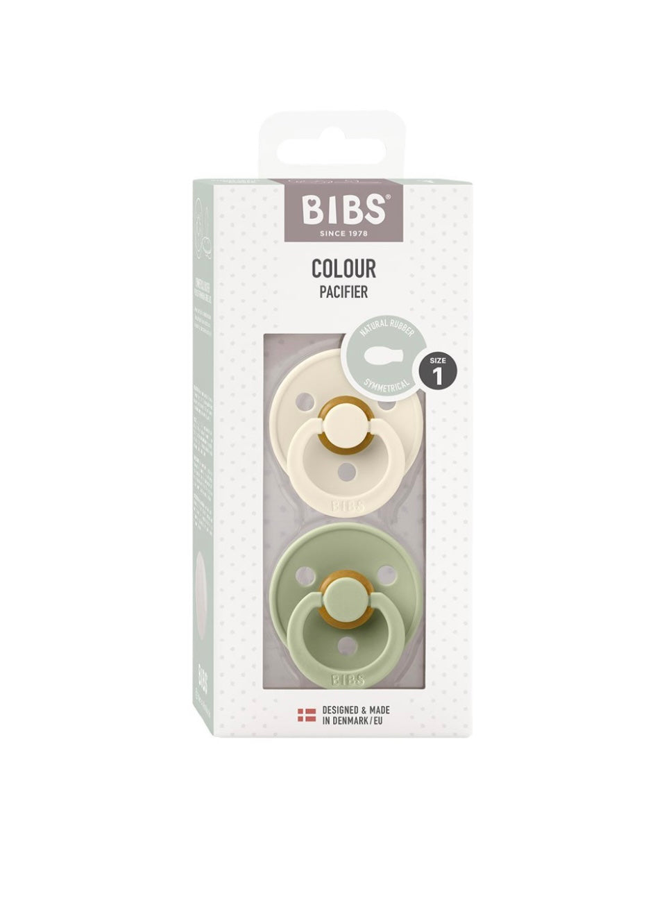 2 Chupetes BIBS Ivory/Sage ovalada