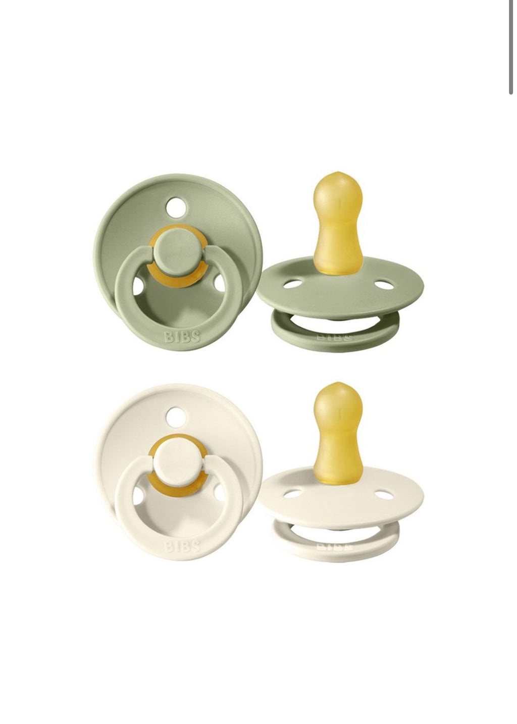 2 Chupetes BIBS Ivory/Sage redonda