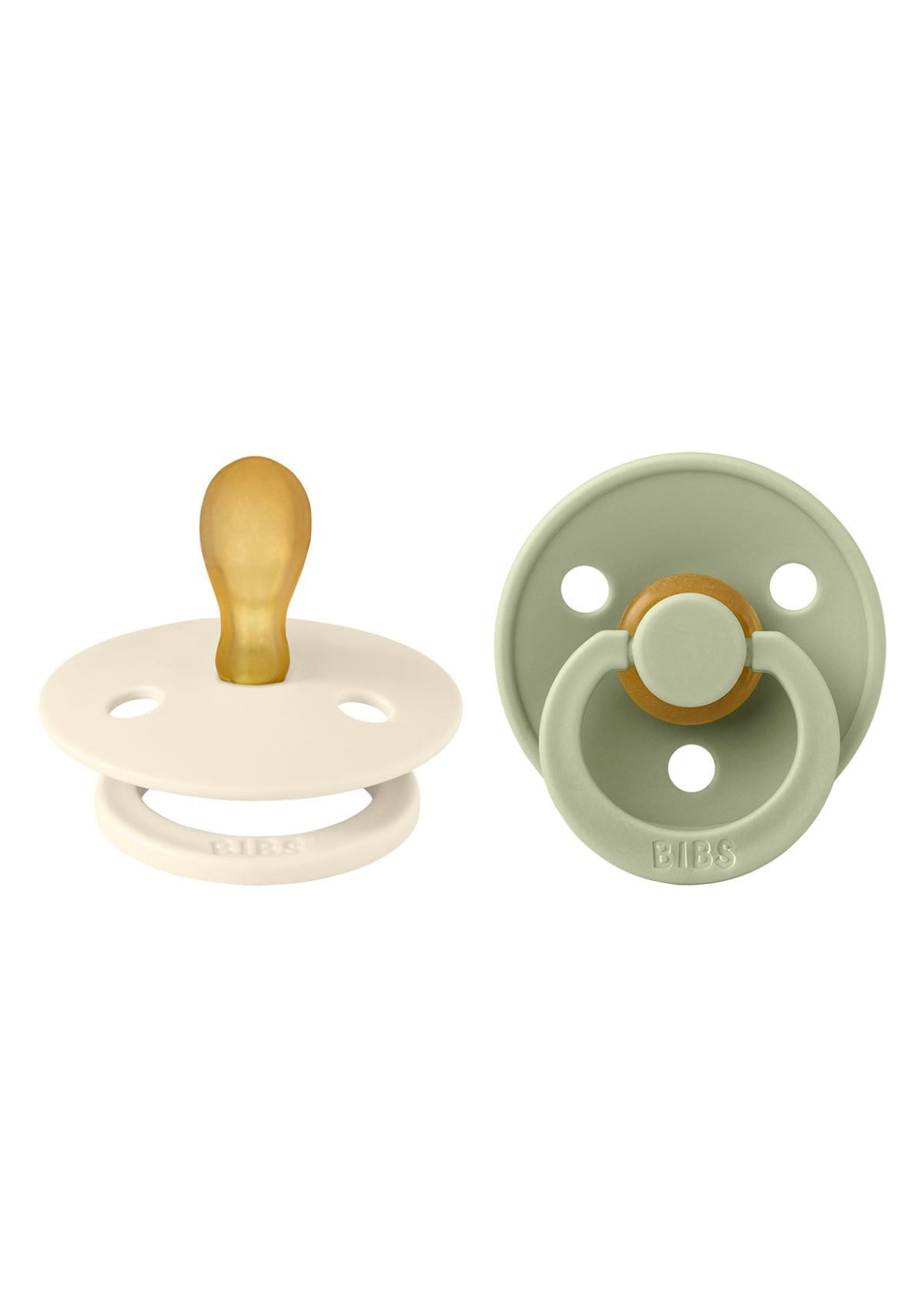 2 Chupetes BIBS Ivory/Sage ovalada