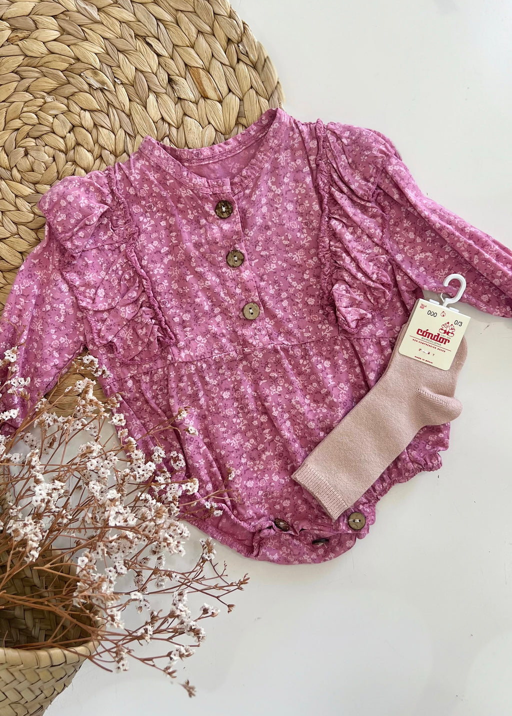 Pelele florecitas rosa