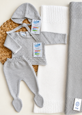 Conjunto bodoques gris y blanco