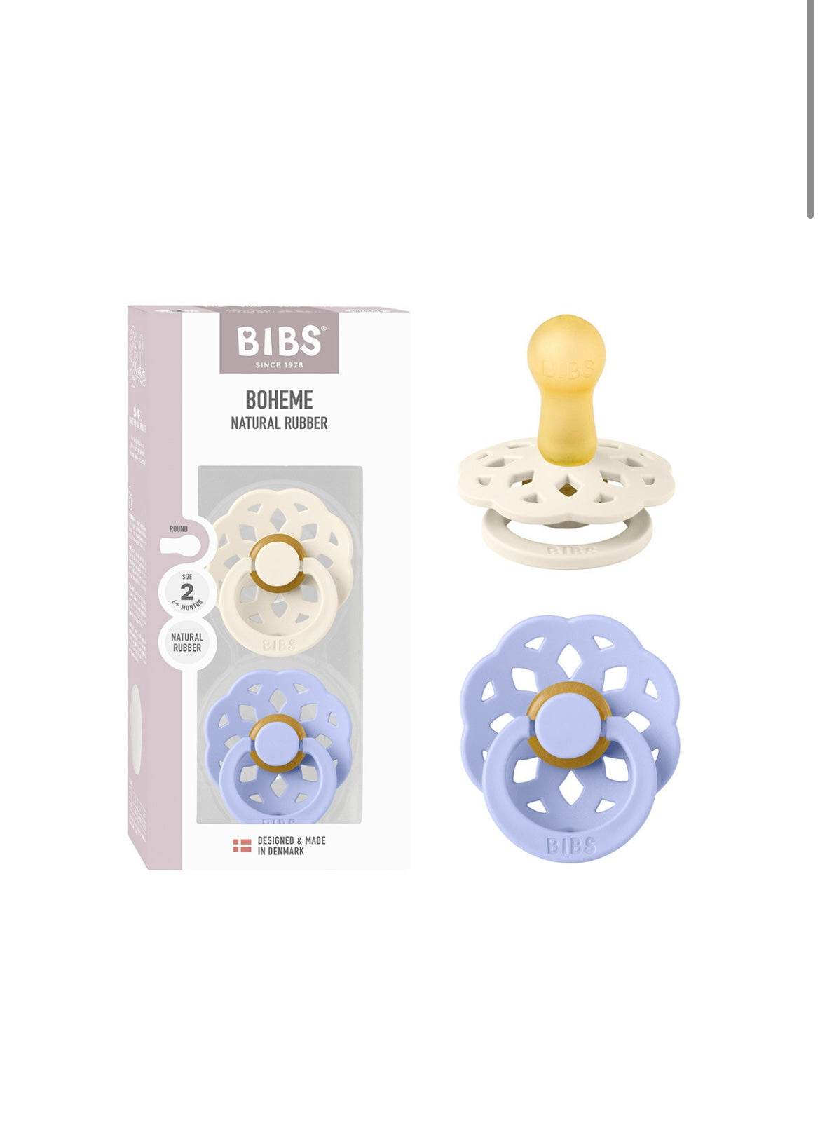 2 Chupetes BIBS Flor Ivory/Hush