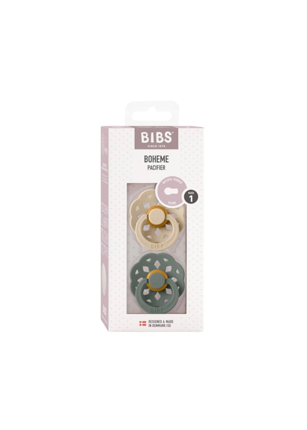2 Chupetes BIBS Flor Vanilla/Pine