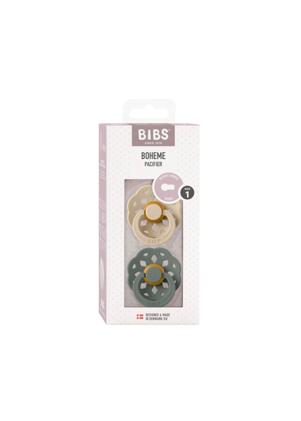 2 Chupetes BIBS Flor Vanilla/Pine